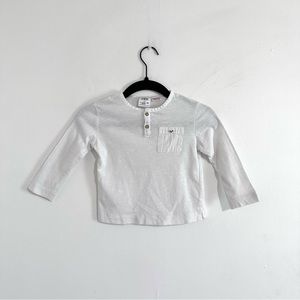 Zara Baby Unisex White Long Sleeve Henley Shirt Size 12-18 Months